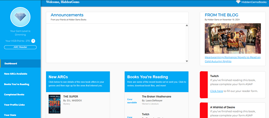 Hidden Gems Books website screenshot